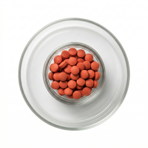 Rote 4-PrO-MET Pellets 20mg in einer Glasschale