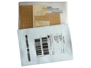 250 Stück 1Fe-LSD Blotter (200mcg) - Draufsicht mit Schatten auf transparentem Hintergrund